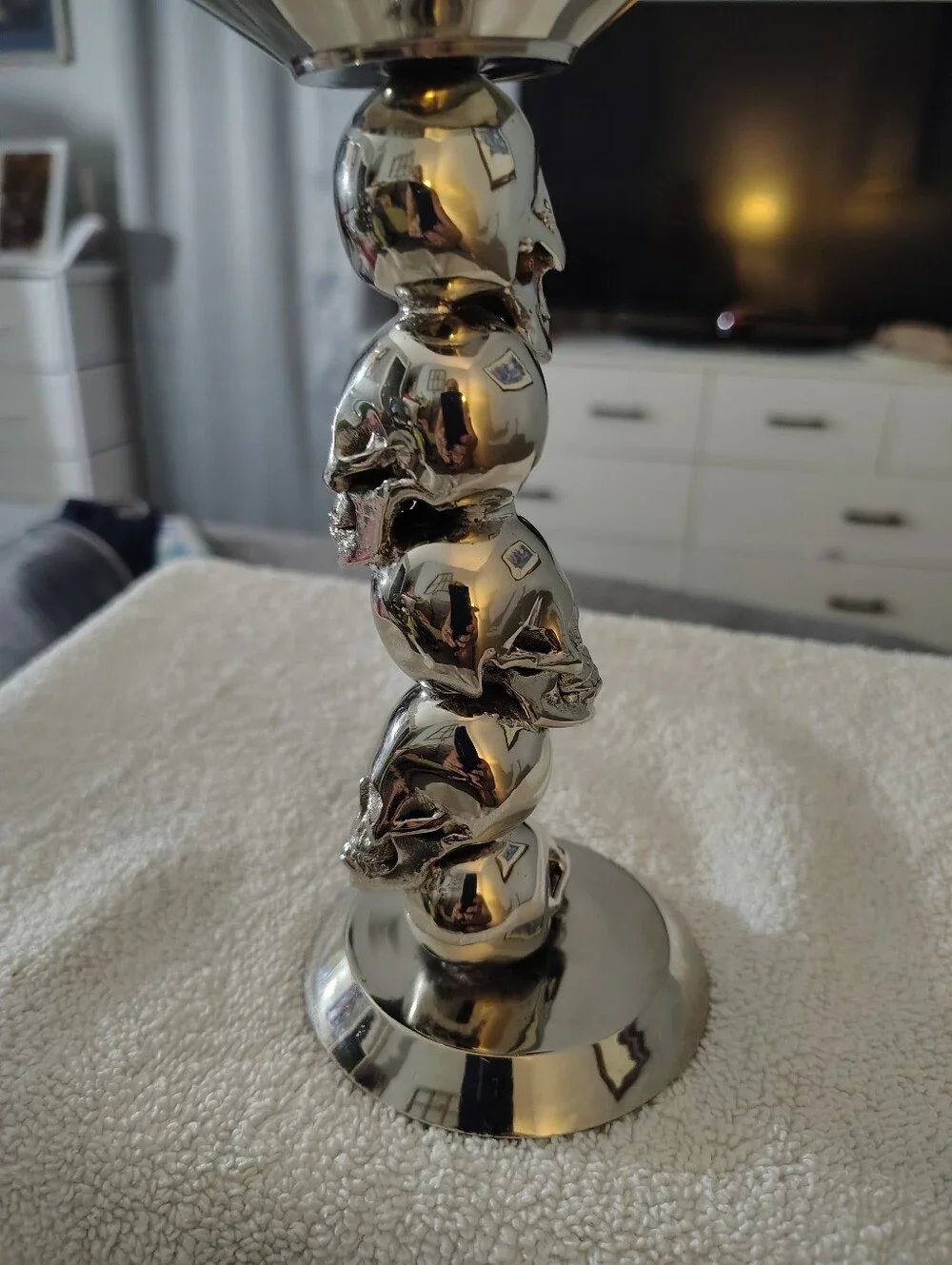 D & L Company Siver Skull Stack Candle Holder - Silver